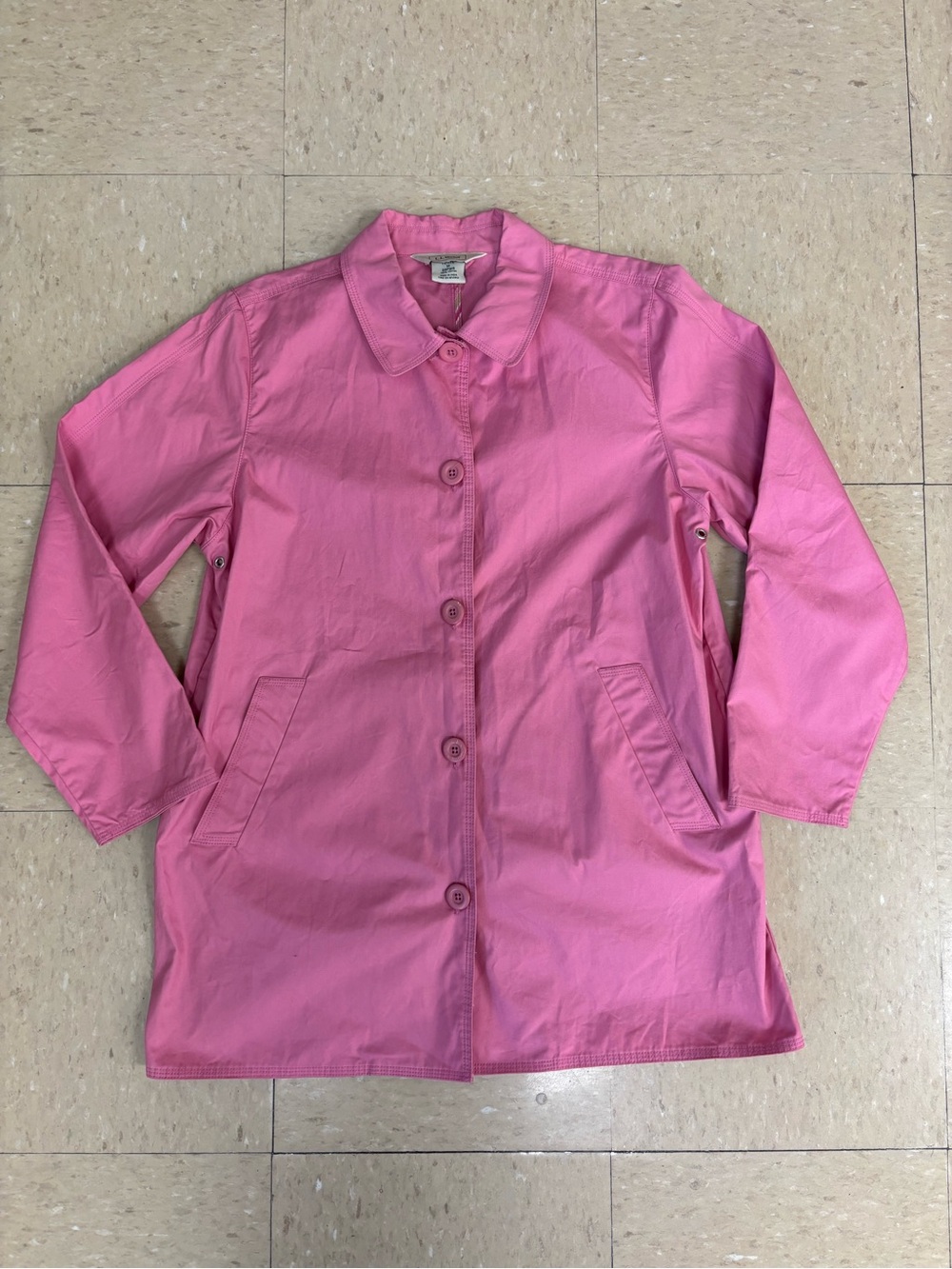 L.L. Bean Cotton Pink Long Sleeve Collared Button Up Lightweight Jacket Petite M
